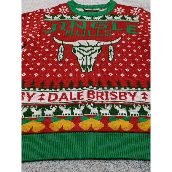 Rock & Roll Denim Cowboy‎ Rodeo Dale Brisby Ugly Holiday Christmas Sweater Small - Picture 3 of 15
